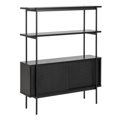 B&Q -  Angus Small Bookcase With 2 Sliding Doors In Black