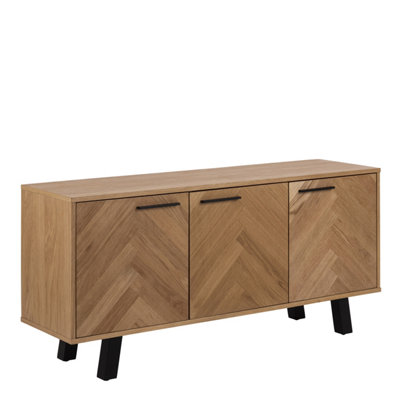 B&Q -  Brighton 3 Door Sideboard In Oak With Herringbone Effect