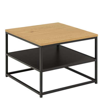 Furniture To Go Black Gila Square Coffee Table With Open Shelf In Oak &