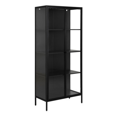 B&Q -  Newcastle Tall 2 Door Display Cabinet In Matt Black