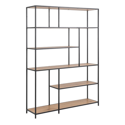 B&Q -  Seaford  Bookcase With 5 Shelves In Black And Oak