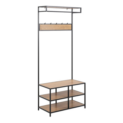 Furniture To Go Seaford Clothes Rack With 3 Shelves In And Oak Black