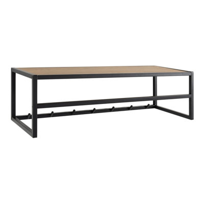 B&Q -  Seaford Black Metal Coat Rack With Oak Top