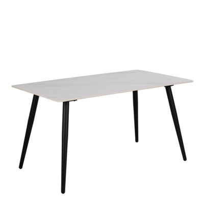Florence Wicklow 4 Seater Dining Table - White Ceramic Top - Matte Black Steel Base - Image 6