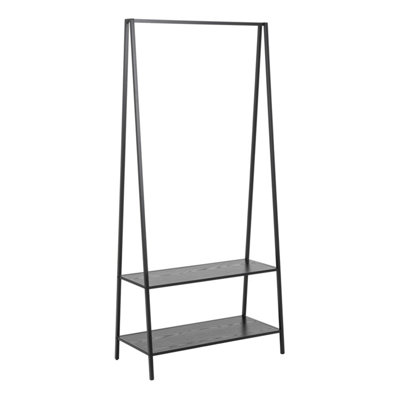 Furniture To Go Seaford Clothes Rack With 2 Shelves In Black