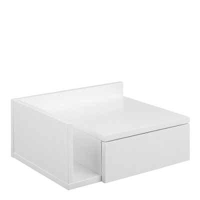 B&Q -  Ashlan 1 Drawer Wall Mounted Square Bedside Table In White