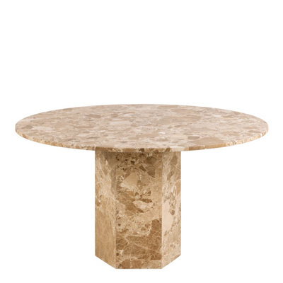 Furniture To Go Florence Naxos Marble 4 Seater Round Dining Table Brown - Image 3