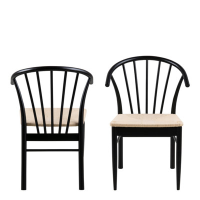 B&Q -  Cassandra Dining Chair With Armrest In Black Set Of 2