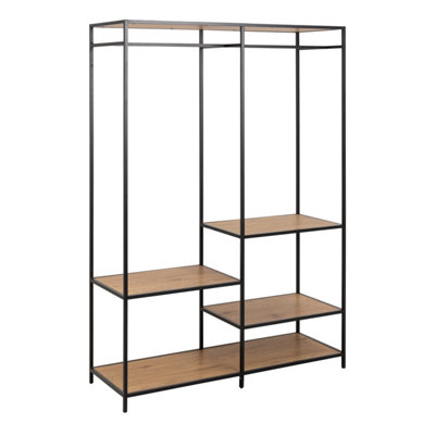 Furniture To Go Seaford Clothes Rack With 4 Shelves In And Oak Black