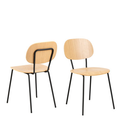 Furniture To Go Black Amira Dining Chair In Oak Veneer