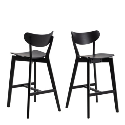 B&Q -  Roxby Bar Stool In Black Set Of 2