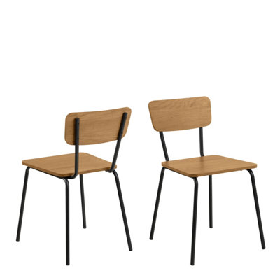 Furniture To Go Peru Dining Chair In Steel And Oak Set Of 2 Black