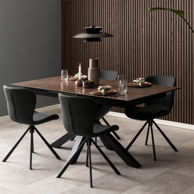 Furniture To Go Heaven Extendable Dining Table With Ceramic Rusty Top 168Cm Brown