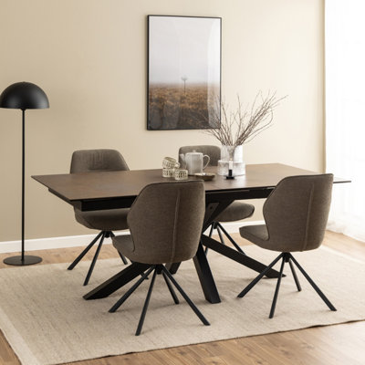 Furniture To Go Heaven Extendable Dining Table With Ceramic Rusty Top 200Cm Brown