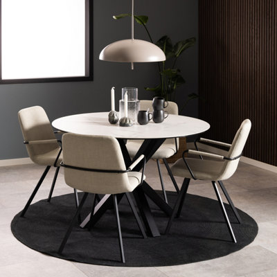 Furniture To Go Heaven Round Dining Table With Ceramic White Top - White - Image 6