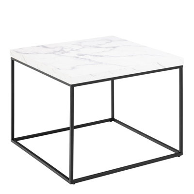 B&Q -  Barossa Coffee Table With White Marble Carrara Top & Black Steel Base 60Cm