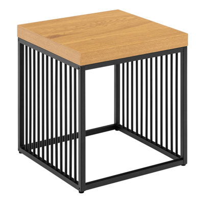 Florence Strington Side Table - Black & Oak Effect Top - Steel Base - Furniture To Go - Image 6