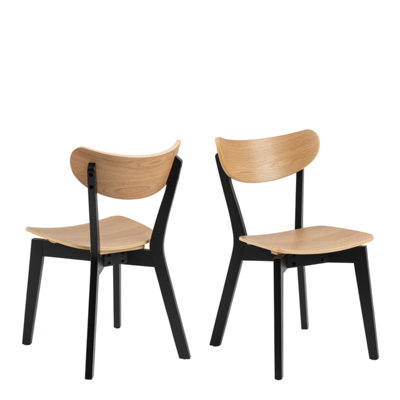 B&Q -  Roxby Dining Chairs In Black And Oak Set Of 2