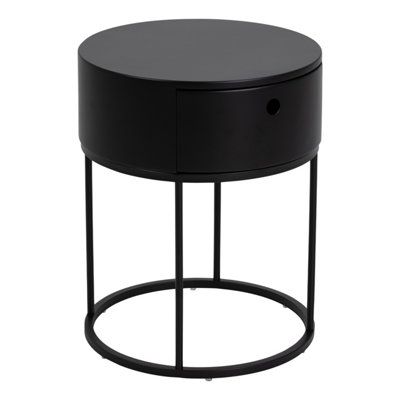 B&Q -  Polo Round Bedside Table In Black