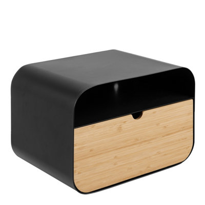 B&Q -  Joliet Wallmounted Bedside Table In Black And Bamboo