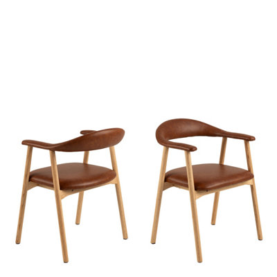 Furniture To Go Addi Dining Chair Set of 2 PU Retro Brandy Oak - Image 4