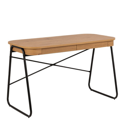 B&Q -  Blueton Office Desk With 2 Drawers In Black And Oak