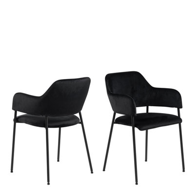 B&Q -  Lima Dining Chair With Armrest In Black Set Of 2