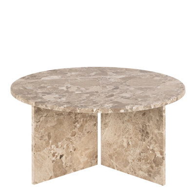 Furniture To Go Vega Round Coffee Table With Brown Marble Top 90Cm