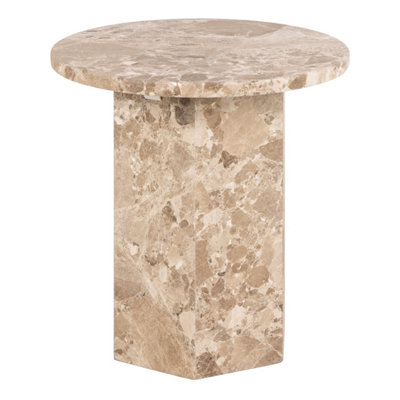 B&Q -  Naxos Side Table In Brown Marble