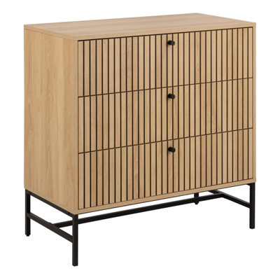 B&Q -  Albany Chest Of 3 Drawers In Oak/black Legs