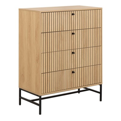 B&Q -  Albany Chest Of 4 Drawers In Oak/black Legs
