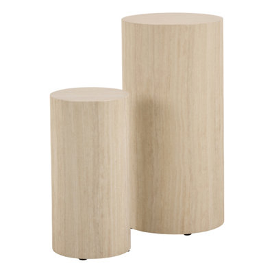 Furniture To Go Dice Round Pedestal Set Of 2 In Travertine Rough Paper from B&Q