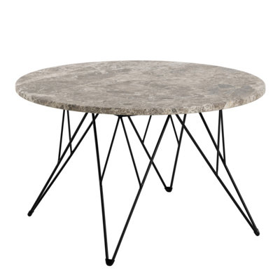 Furniture To Go Prunus Round Coffee Table In Brown Marble And Matt Black Coated Steel Base 80X46.4Cm from B&Q