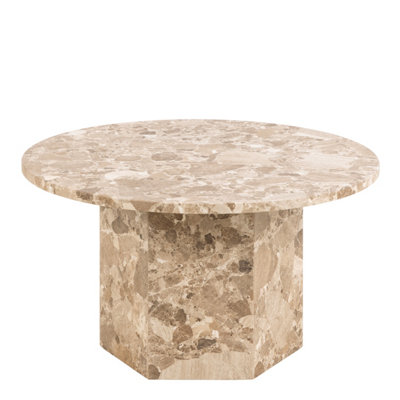 B&Q -  Naxos Round Coffee Table In Brown Marble
