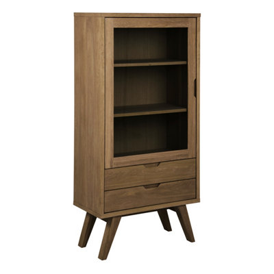 Furniture To Go A-Line Display Cabinet With 2 Drawers And 2 Shelves In Smoked Oak