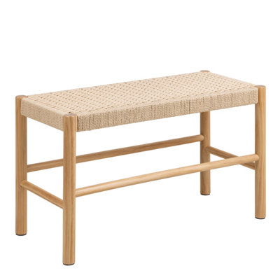 B&Q -  Alvin Weaved Bench In Off White