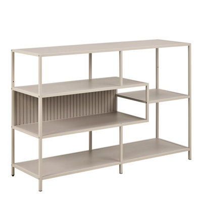 B&Q -  Seaford Wide Grey Steel Bookcase With 4 Grey Melamine Shelves