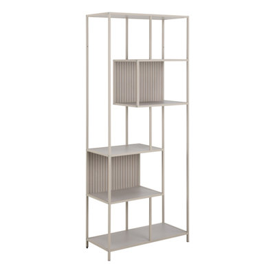 B&Q -  Seaford Tall Grey Metal Bookcase With 5 Shelves