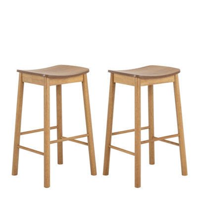 B&Q -  Barlow Bar Stool Without Back In Matt Oak Set Of 2