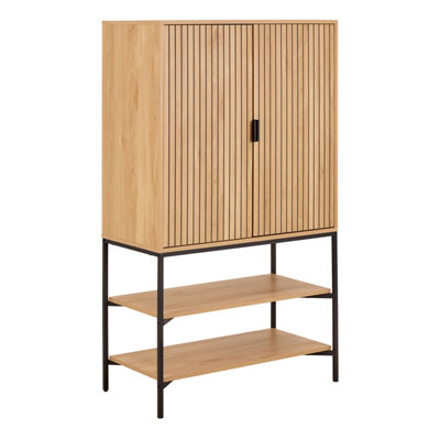 B&Q -  Jaipur Cabinet 2 Doors 3 Shelves With Oak Lamella Front