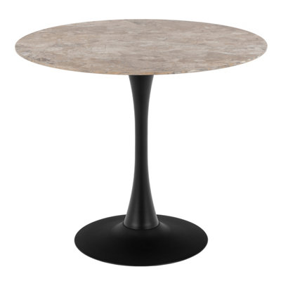 B&Q -  Malta Ceramic Round Dining Table Brown/black 90X75 Cm