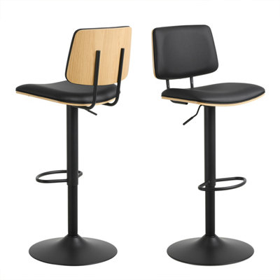 B&Q -  Owen Swivel Bar Stool With Height Adjustable Function In Matt Black