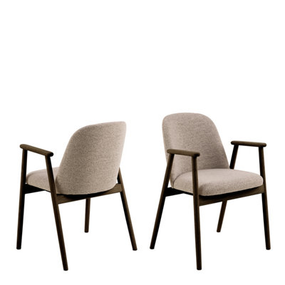 Florence Leo Set of 2 Beige Monza Fabric Dining Chair with Armrest - Furniture To Go - Image 3