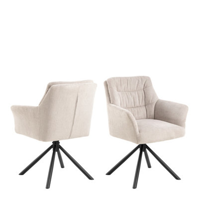 Furniture To Go Alonso Swivel Cream Dining Chair With Armrest Set Of 2 - Cream - Image 5