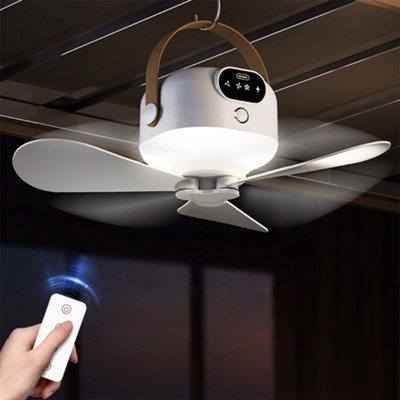 Latto Home Portable Camping Fan With Led Light3000Mah Usb Ceiling Fan Remote Timer 4 Speeds from B&Q