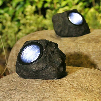 B&Q -  Solar Stone Led Garden Light Waterproof Outdoor Rock Spotlight For Pathway Courtyard Lawn Decor