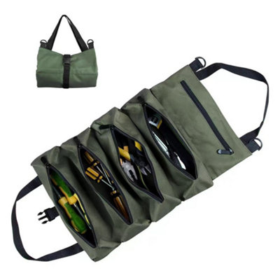 Latto Home Heavy Duty Roll-Up Tool Storage Bag Oxford Cloth Multi-Pocket Electrician Tool Organizer from B&Q