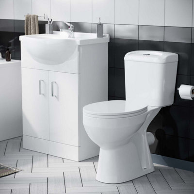 B&Q -  Gloss White 550mm Vanity Unit And Close Coupled Toilet
