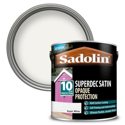 B&Q -  Superdec Satin Opaque Wood Protection Super White 2.5L