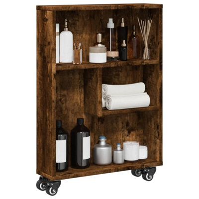 Berkfield Narrow Storage Trolley Smoked Oak 48X13X68 Cm Engineered Wood from B&Q